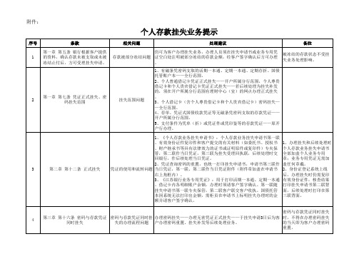 个人存款挂失业务提示