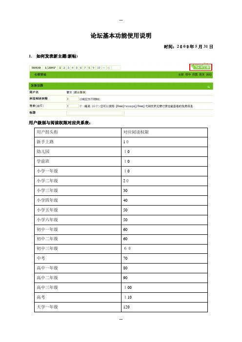论坛基本功能使用说明