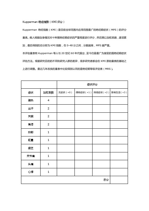 KMI表格