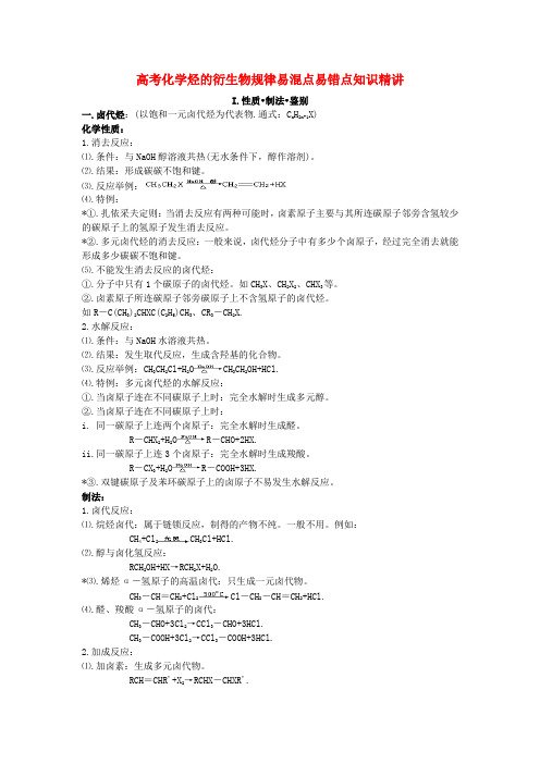 高考化学烃的衍生物规律易混点易错点知识精讲