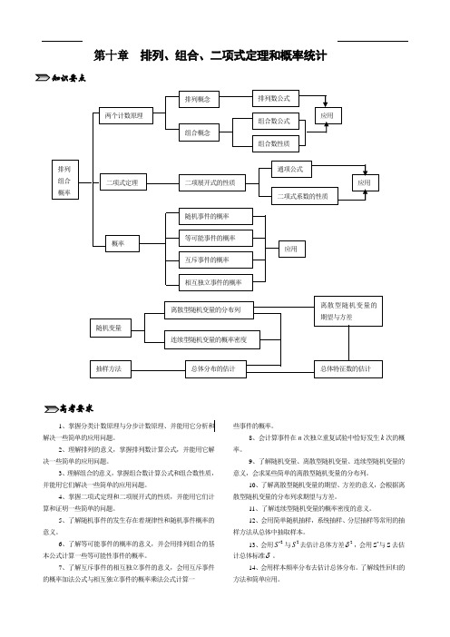 最新高三教案-第十章排列、组合、二项式定理和概率统计 精品
