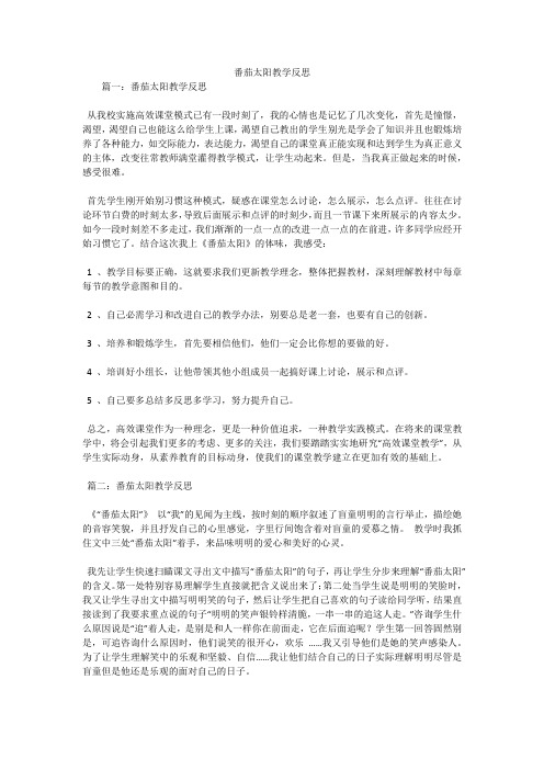 番茄太阳教学反思