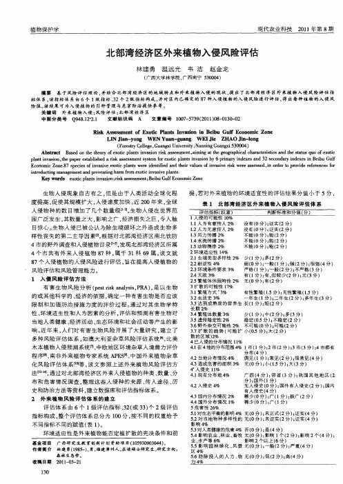 北部湾经济区外来植物入侵风险评估