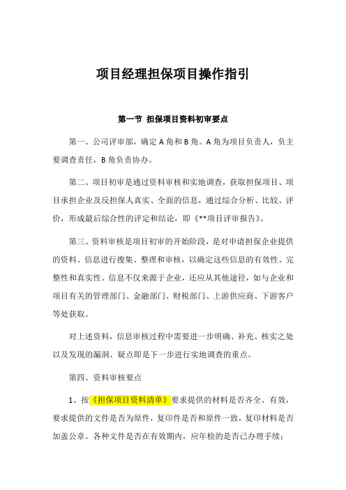 担保公司项目经理操作指引
