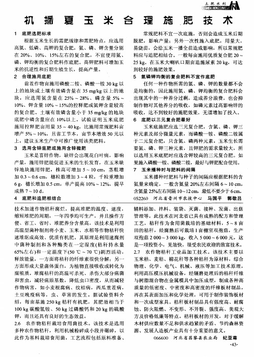 机播夏玉米合理施肥技术