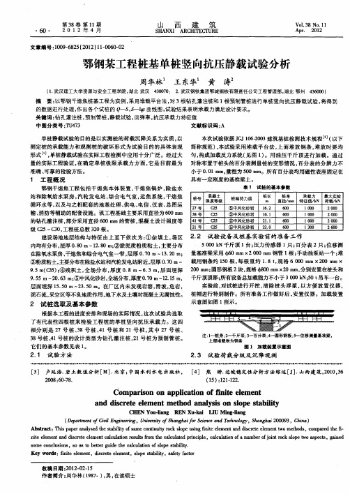 鄂钢某工程桩基单桩竖向抗压静载试验分析