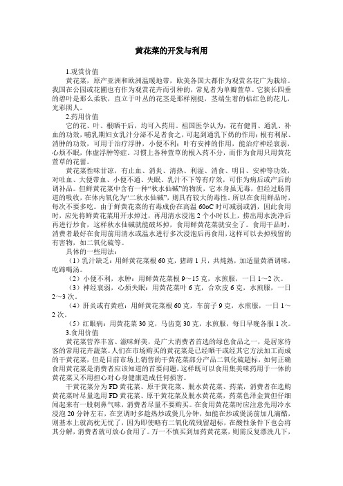 黄花菜的开发与利用