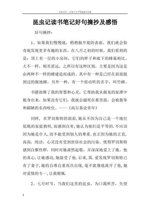 昆虫记读书笔记好句摘抄及感悟