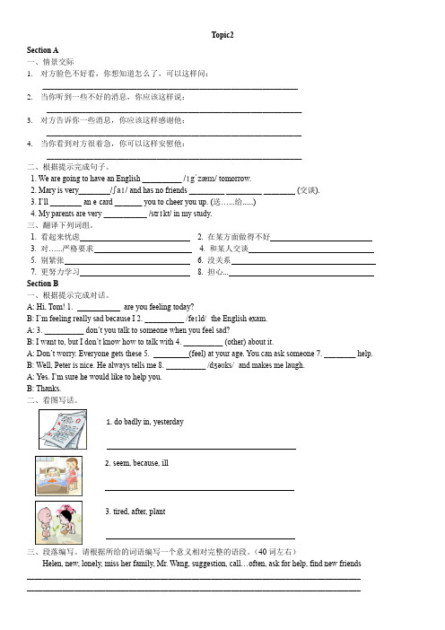 八年级下册(仁爱版)英语单元练习卷：Unit 5 Topic 2(无答案)