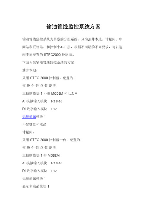 输油管线监控系统方案