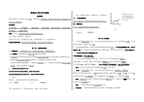 初三物理预习提纲(鲁教版A3打印)