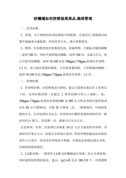 砂糖橘如何控梢保果