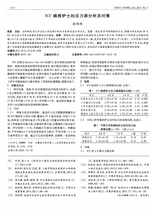 ICU病房护士的压力源分析及对策