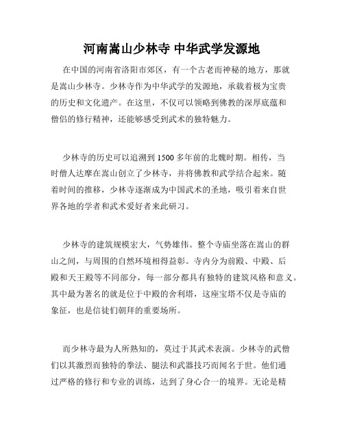 河南嵩山少林寺 中华武学发源地