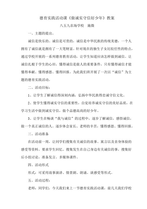 施微2012-2013第二学期德育实践活动课教案