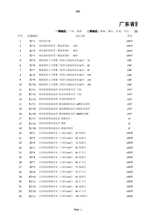 广东省园林绿化工程综合定额(2010版)