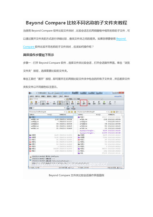 Beyond Compare比较不同名称的子文件夹教程