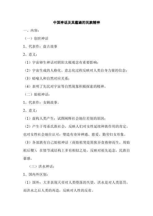 中国神话及其蕴涵的民族精神
