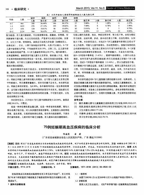 75例妊娠期高血压疾病的临床分析