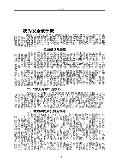 我为安全献计策