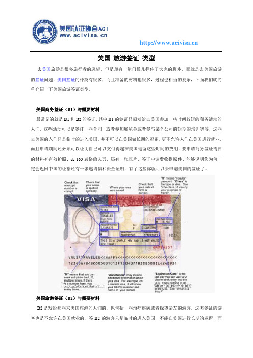美国旅游签证类型,大全