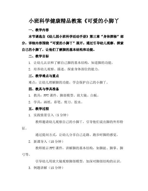 小班科学健康精品教案《可爱的小脚丫