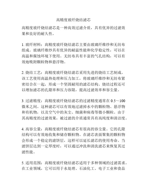 高精度玻纤烧结滤芯