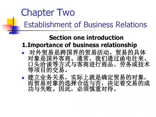 Chapter Two Establish business relationship