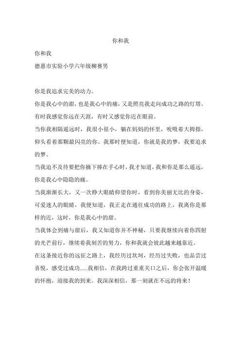 你和我-初中作文