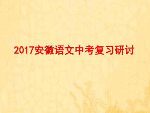 2017安徽中考语文复习