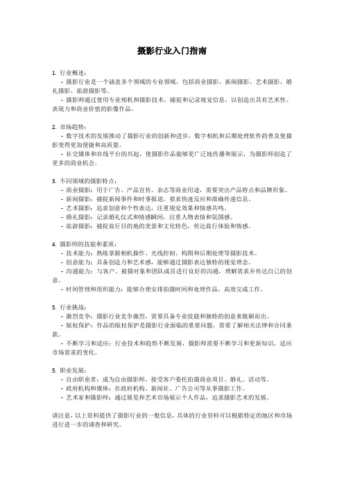 摄影行业概况