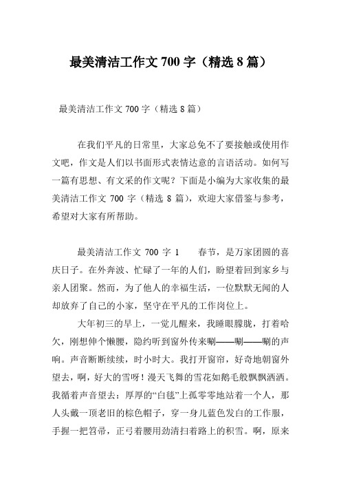 最美清洁工作文700字(精选8篇)