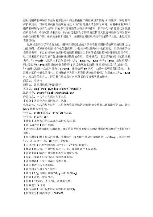 鼠神经生长因子类似独家注射用胞磷胆碱钠肌苷