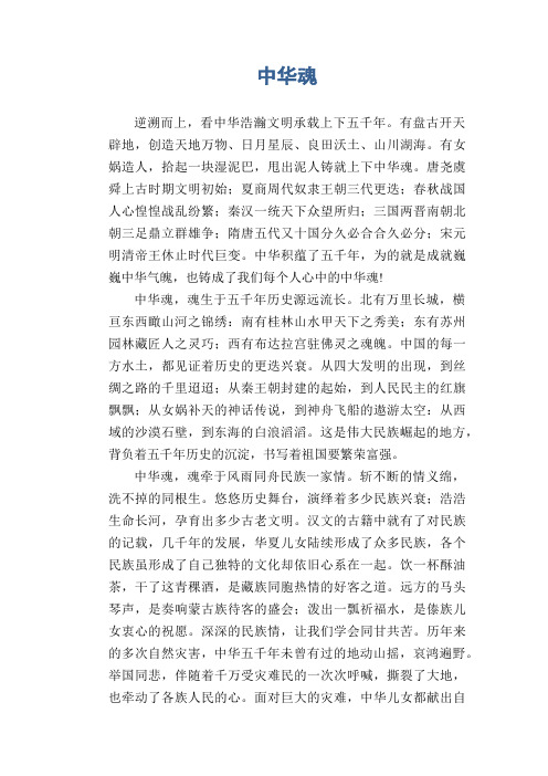 高三话题作文：中华魂