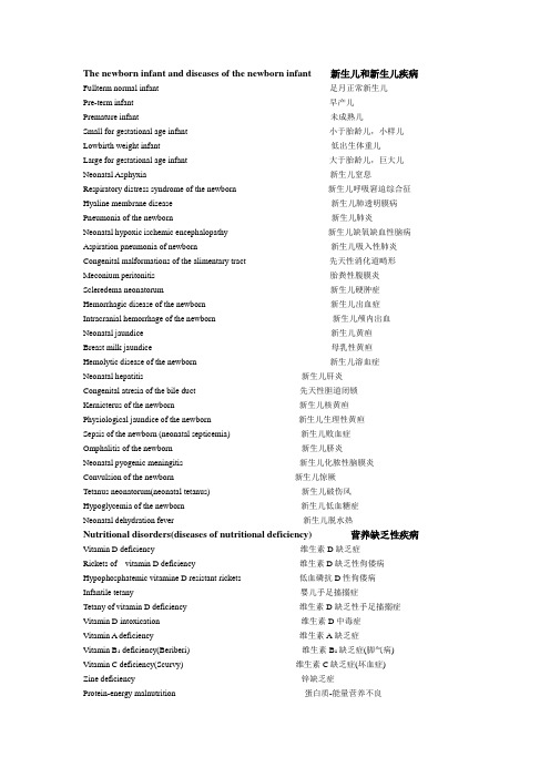 儿科学英语词汇