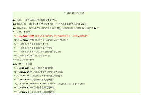 目前我们必须掌握的压力容器标准目录
