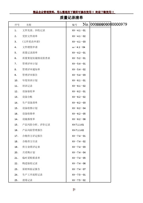 义齿质量记录清单及记录表(DOC)