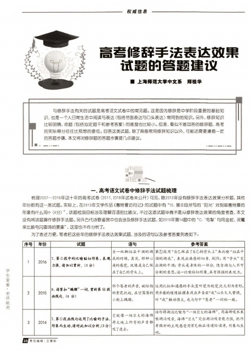 高考修辞手法表达效果试题的答题建议