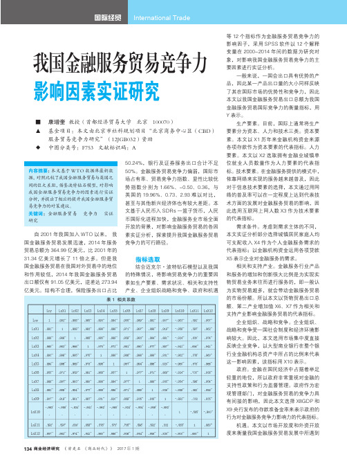 我国金融服务贸易竞争力影响因素实证研究