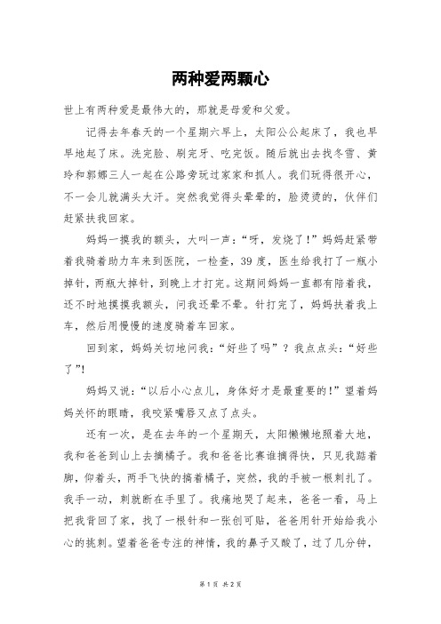 两种爱两颗心_四年级作文