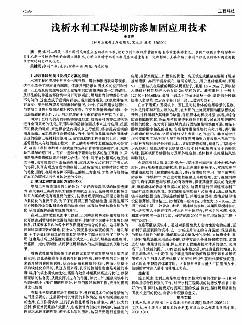 浅析水利工程堤坝防渗加固应用技术