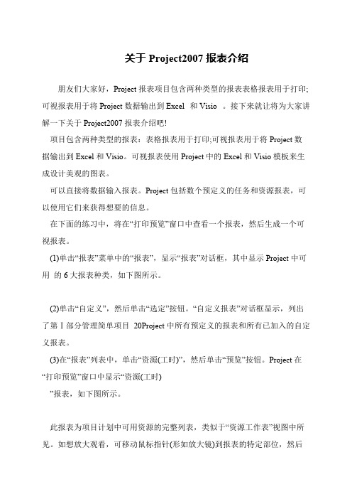 关于Project2007报表介绍