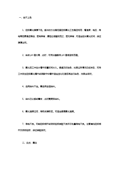 染不上色1阳极氧化膜厚不足解决的办法是检查阳极氧化工艺