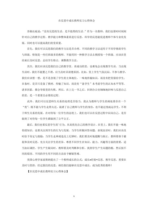 精选最新在反思中成长教师实习心得体会