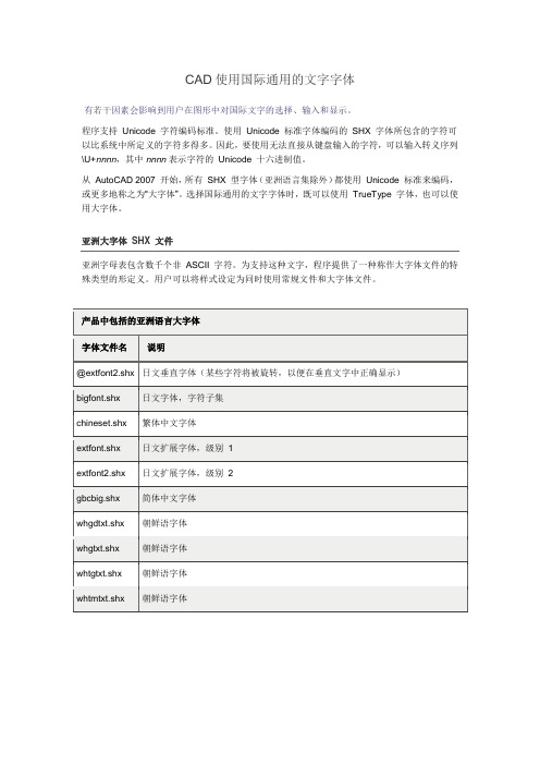 CAD 指定字体样式 使用国际通用的文字字体