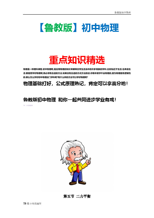 鲁教版初中物理八年级下册《二力平衡》同步练习精选汇总