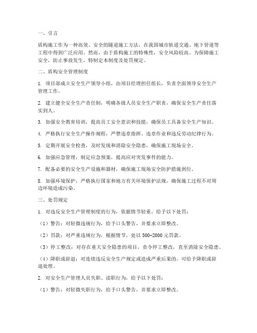 盾构安全管理制度及处罚