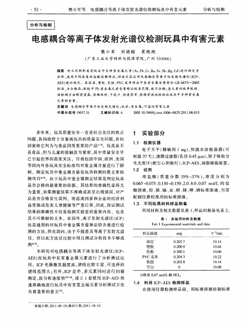 电感耦合等离子体发射光谱仪检测玩具中有害元素