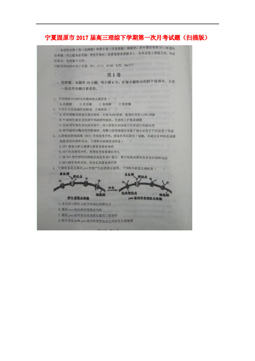 宁夏固原市高三理综下学期第一次月考试题(扫描版)