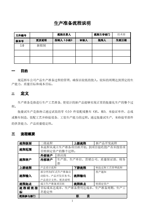 新全息-一汽轿车—生产准备流程说明(包括表格)